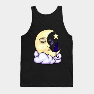 Sleeping Moon and Cat Tank Top